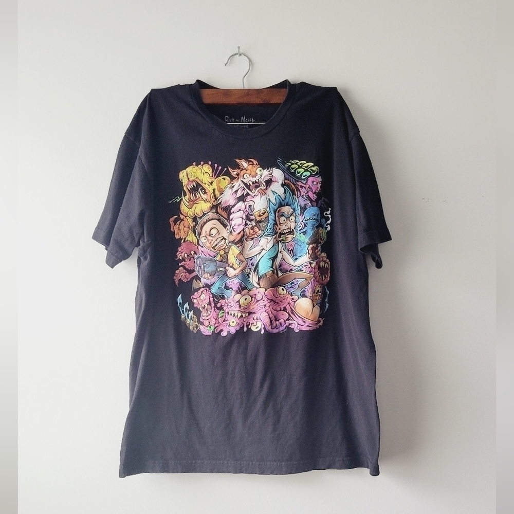 Rick & Morty black animated men's short sleeve t-shirt size XL